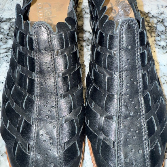 Rieker Anti-Stress Black Woven Leather Slingback Heels Size 40 (US 8.5–9) - Picture 5 of 13